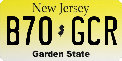 NJ license plate B70GCR