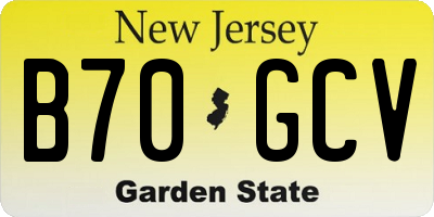 NJ license plate B70GCV