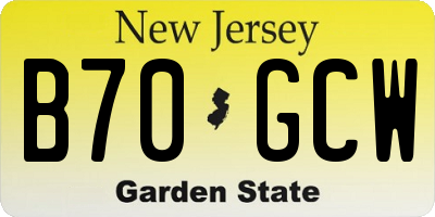 NJ license plate B70GCW