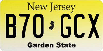 NJ license plate B70GCX