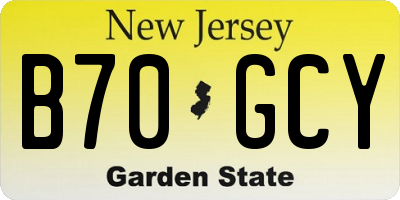 NJ license plate B70GCY