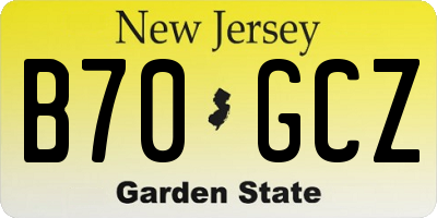 NJ license plate B70GCZ