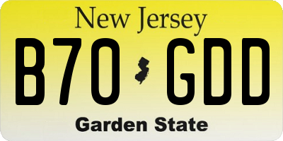 NJ license plate B70GDD