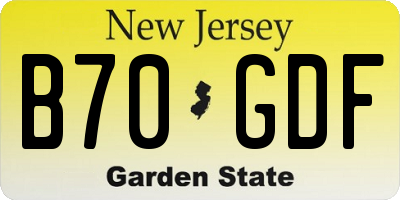 NJ license plate B70GDF