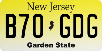 NJ license plate B70GDG