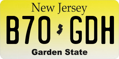 NJ license plate B70GDH