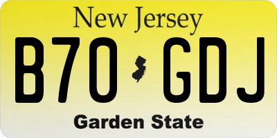 NJ license plate B70GDJ