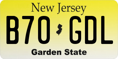 NJ license plate B70GDL