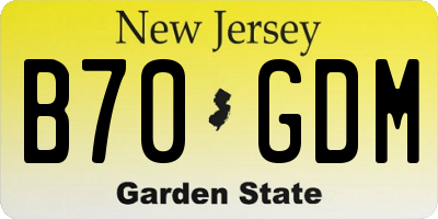 NJ license plate B70GDM