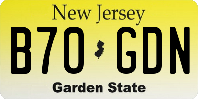 NJ license plate B70GDN