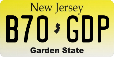 NJ license plate B70GDP