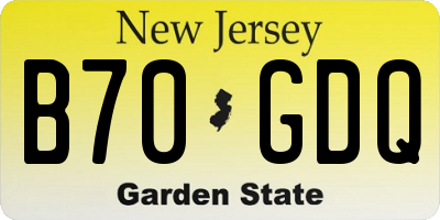 NJ license plate B70GDQ