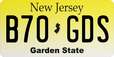 NJ license plate B70GDS
