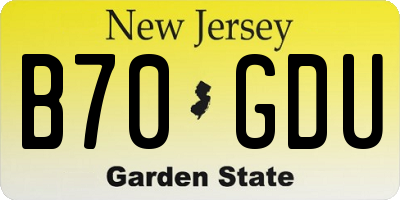 NJ license plate B70GDU