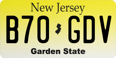 NJ license plate B70GDV