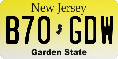 NJ license plate B70GDW