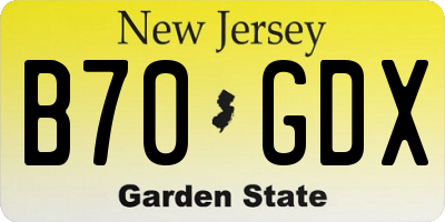 NJ license plate B70GDX