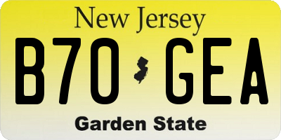 NJ license plate B70GEA