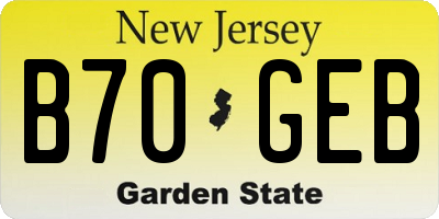 NJ license plate B70GEB