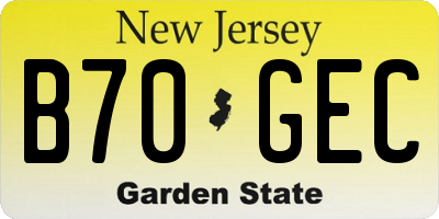 NJ license plate B70GEC