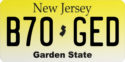 NJ license plate B70GED
