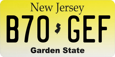 NJ license plate B70GEF