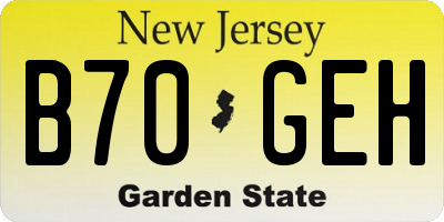 NJ license plate B70GEH