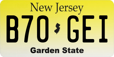NJ license plate B70GEI