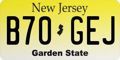 NJ license plate B70GEJ