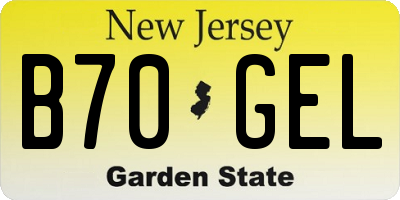 NJ license plate B70GEL