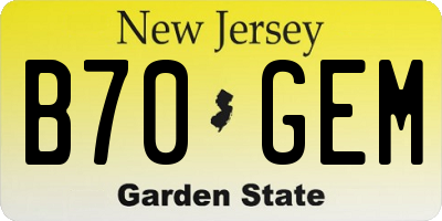 NJ license plate B70GEM