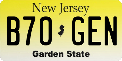 NJ license plate B70GEN