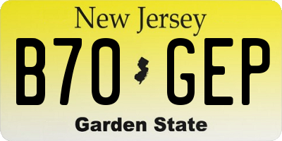 NJ license plate B70GEP