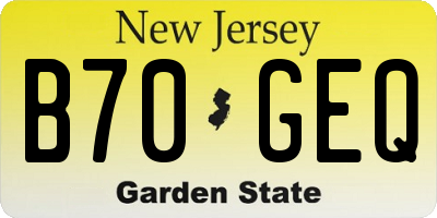 NJ license plate B70GEQ