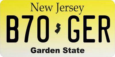 NJ license plate B70GER