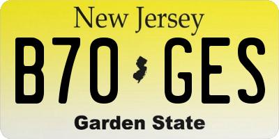 NJ license plate B70GES