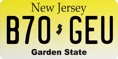 NJ license plate B70GEU