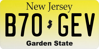 NJ license plate B70GEV