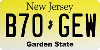 NJ license plate B70GEW