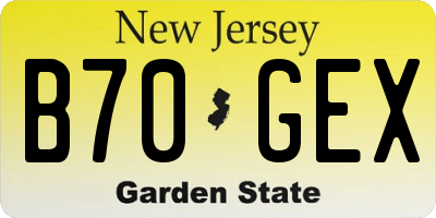 NJ license plate B70GEX