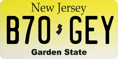 NJ license plate B70GEY