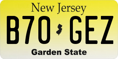 NJ license plate B70GEZ