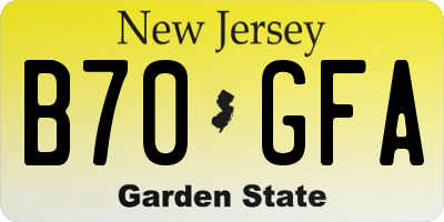 NJ license plate B70GFA
