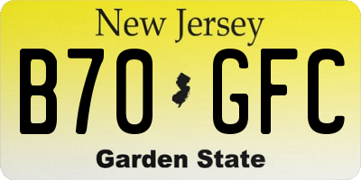 NJ license plate B70GFC