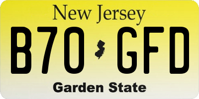 NJ license plate B70GFD