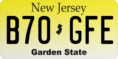 NJ license plate B70GFE