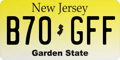 NJ license plate B70GFF
