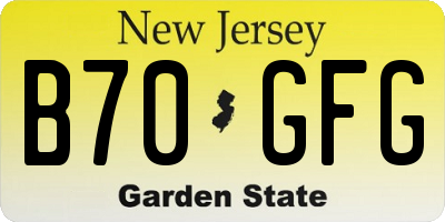 NJ license plate B70GFG