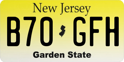 NJ license plate B70GFH