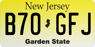 NJ license plate B70GFJ